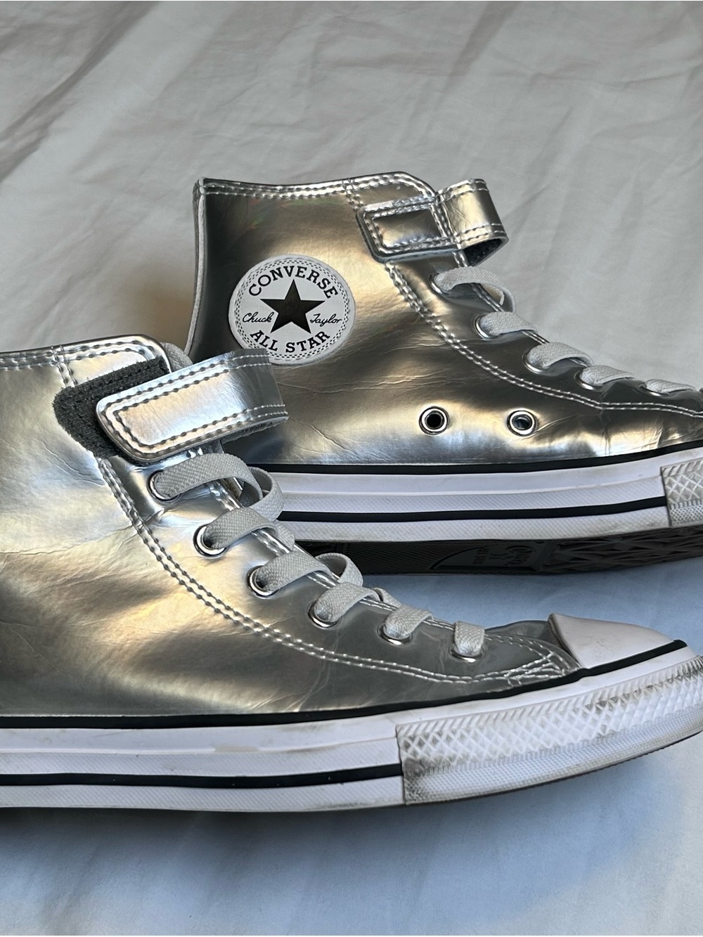 Converse Kids Silver Metallic High Top Sneakers